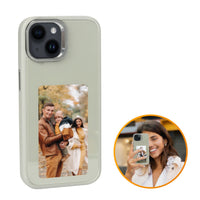 R2B® Foto Hoesje geschikt voor iPhone 15 - Incl. Screenprotector - E ink iPhone case - Grijs - Telefoonhoesje