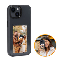 R2B® Foto Hoesje geschikt voor iPhone 15 - Incl. Screenprotector - E ink iPhone case - Zwart - Telefoonhoesje