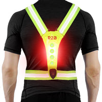 R2B® Hardloopvest met Verlichting aan voor- en achterkant - Geel - Inclusief USB-C kabel - Telefoonhouder sport